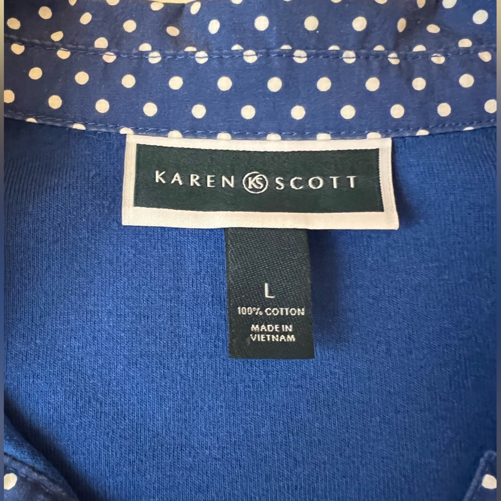 Blue Polka Dot Collar Women's Top - Picture 6 of 10
